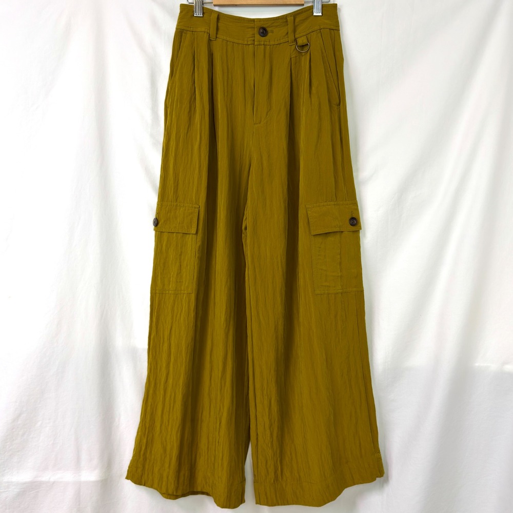 MADEWELL Gold Harlow Wide Leg Cargo Pants Women's 00 Pleated High Rise Utility